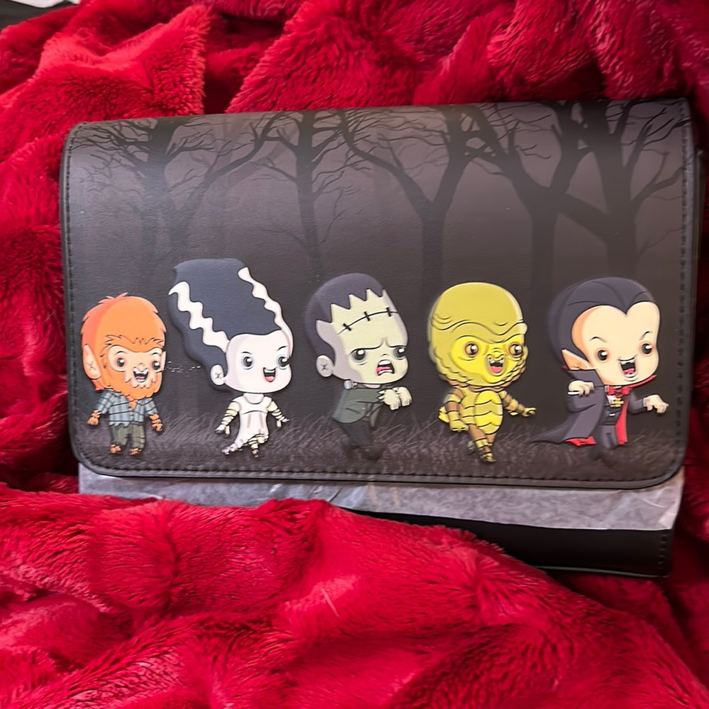 Loungefly Black Cartoon Classic Monsters Crossbody Bag
